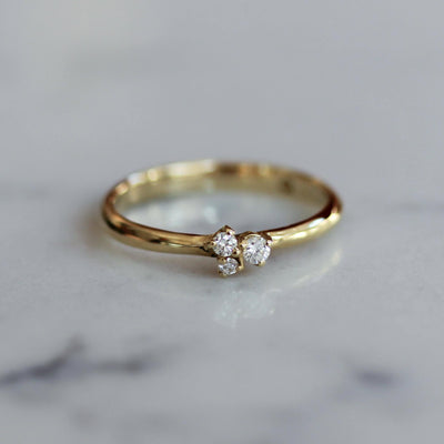 טבעת אריס יהלומים לבנים זהב 14K Rings 14K ורוד