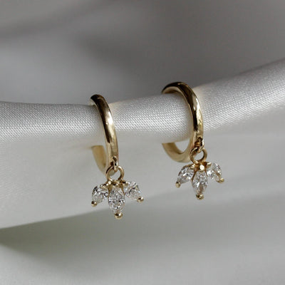 עגילי אשלי לואיז יהלומים לבנים זהב 14K Earrings 