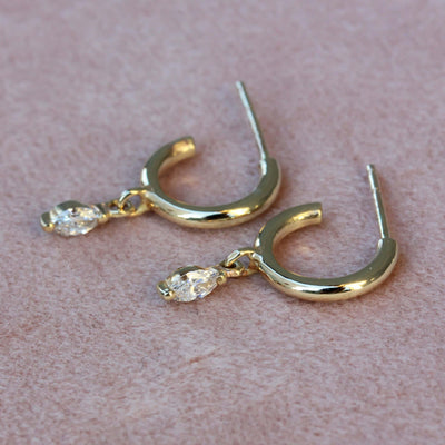 עגילי אשלי מרקיזה יהלומים לבנים זהב 14K Earrings 
