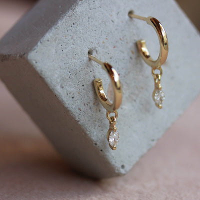עגילי אשלי מרקיזה יהלומים לבנים זהב 14K Earrings 