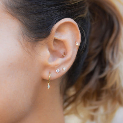 עגילי טיפאני 0.15 יהלומים לבנים טבעיים זהב 14K Earrings