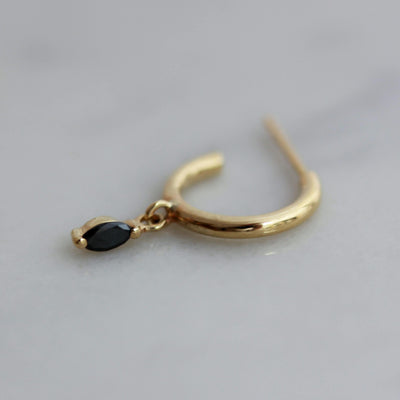 עגילי אשלי מרקיזה יהלומים שחורים זהב 14K Earrings 14K צהוב