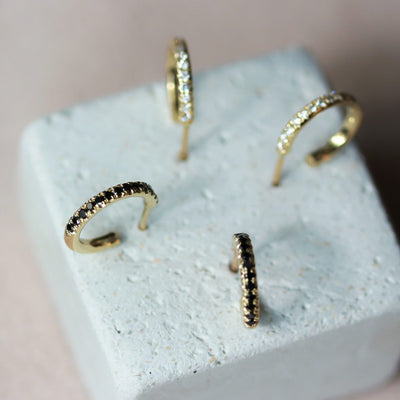 עגילי אשלי יהלומים שחורים זהב 14K Earrings 