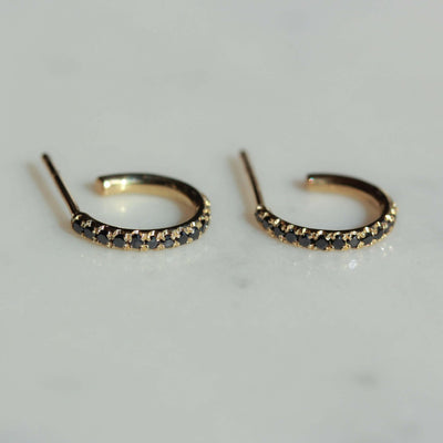 עגילי אשלי יהלומים שחורים זהב 14K Earrings 14K לבן