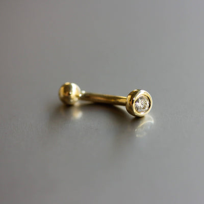עגיל פירסינג בננה וונדי יהלום לבן זהב 14K Earrings 