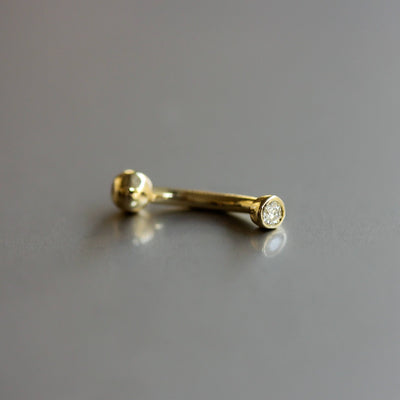 עגיל פירסינג בננה קלואי יהלום לבן זהב 14K Earrings 
