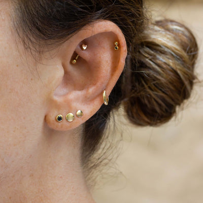 עגיל פירסינג בננה לב זהב 14K Earrings 