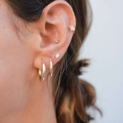 עגיל חישוק פירסינג דאבל טיילור זהב 14K Earrings 