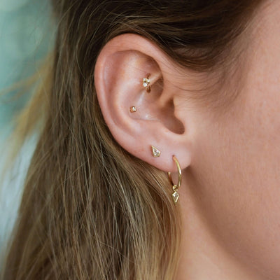 עגילי חישוק נינה יהלומים לבנים זהב 14K Earrings 