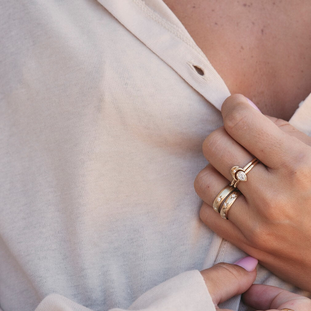 טבעת דאבל לונה זהב 14K Rings 