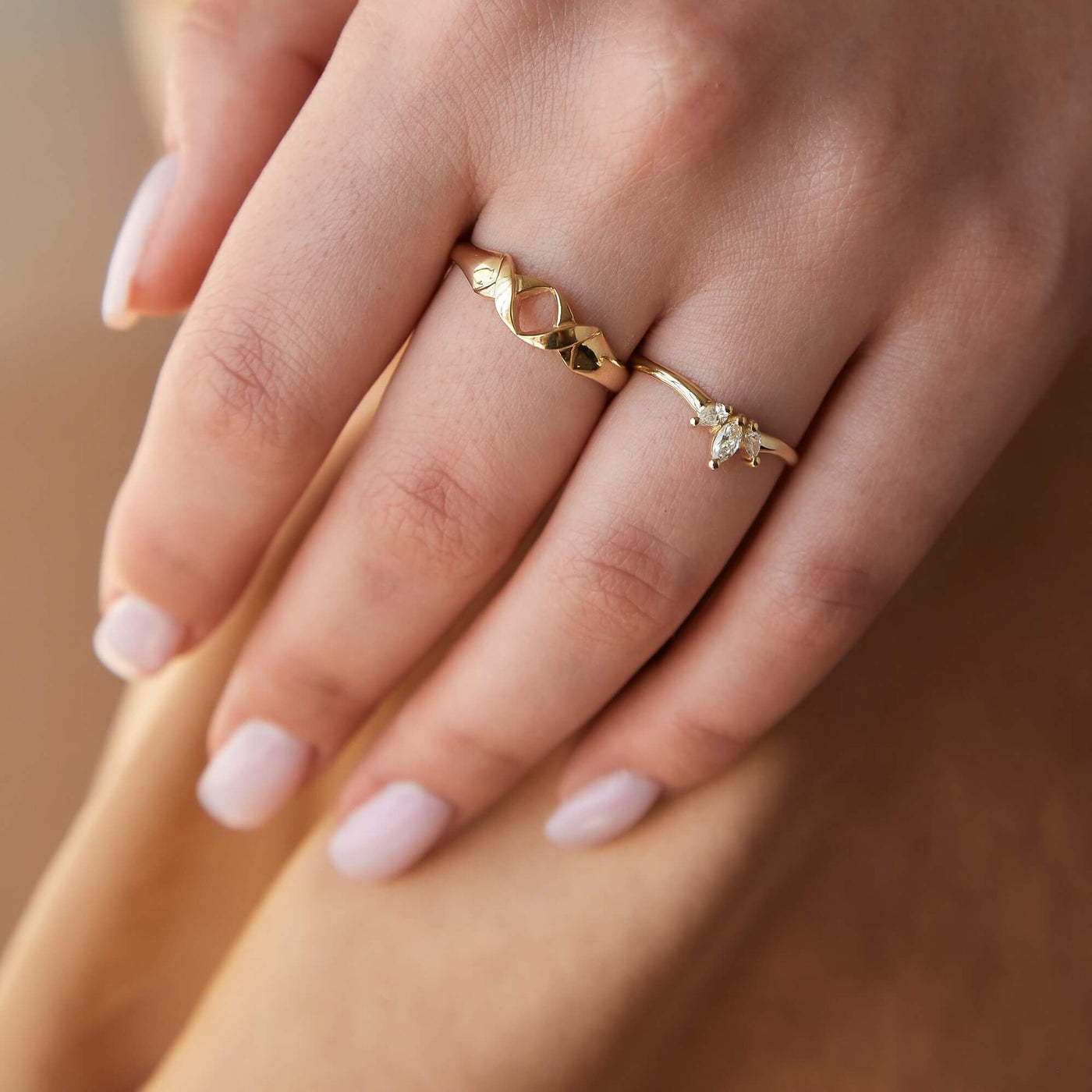 טבעת לואיז יהלומים לבנים זהב 14K Rings 