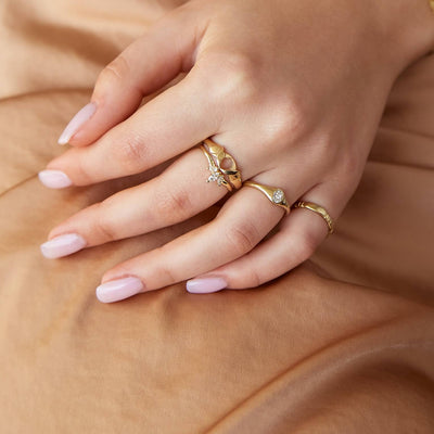 טבעת לואיז יהלומים לבנים זהב 14K Rings 
