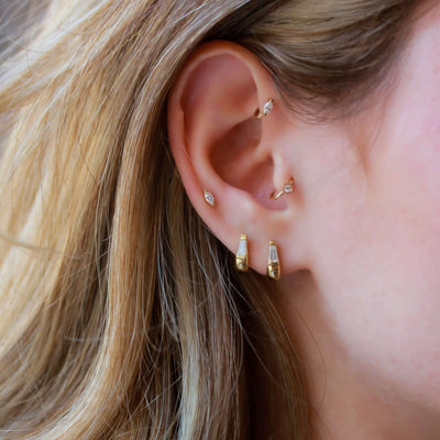 עגילי טיילור טיפה משובצים יהלומים זהב 14K Earrings 