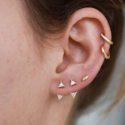 סט עגיל ו-ז'קט היילי יהלומים לבנים זהב 14K Earrings 