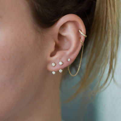 סט טיפאני עגיל ו-ז'קט יהלומים לבן זהב 14K Earrings 