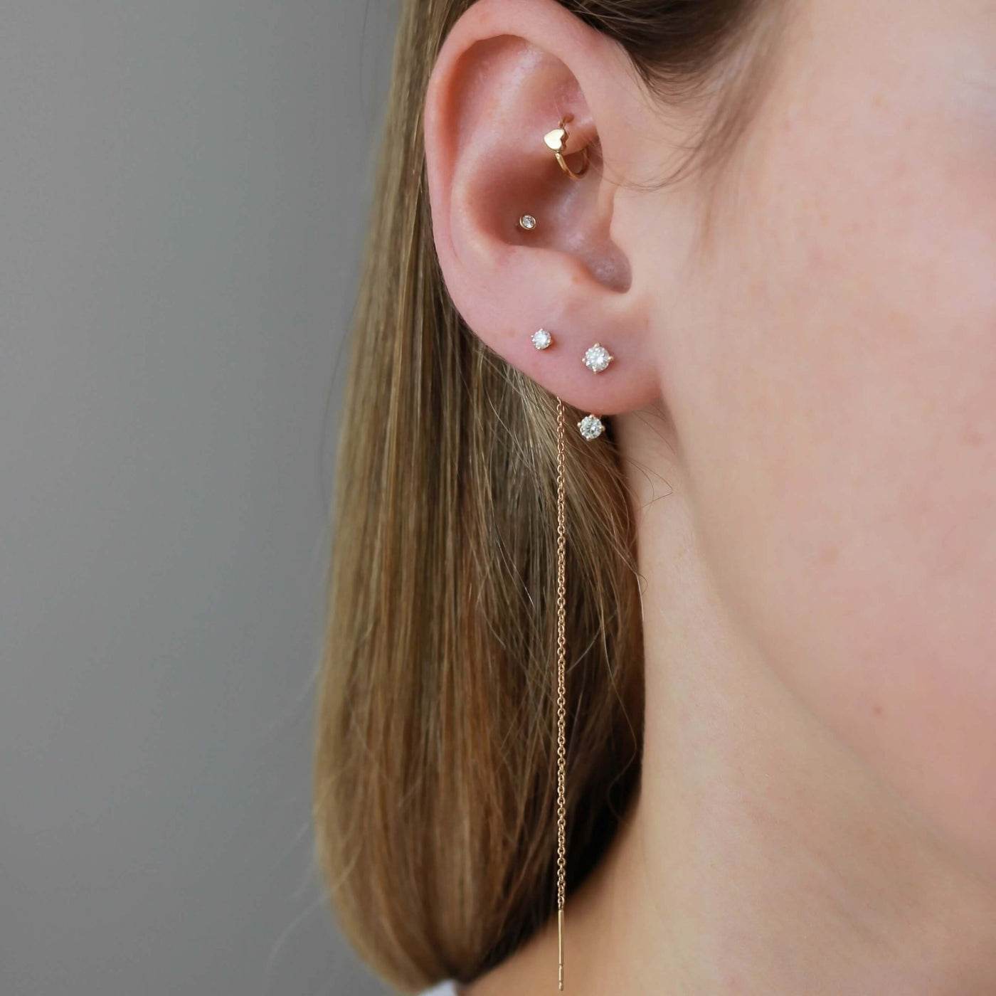 סט טיפאני עגיל ו-ז'קט יהלומים לבן זהב 14K Earrings 