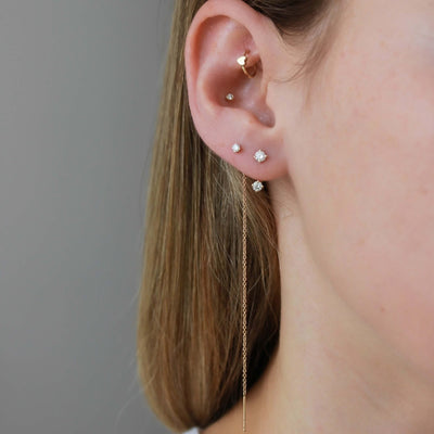 סט טיפאני עגיל ו-ז'קט יהלומים לבן זהב 14K Earrings 