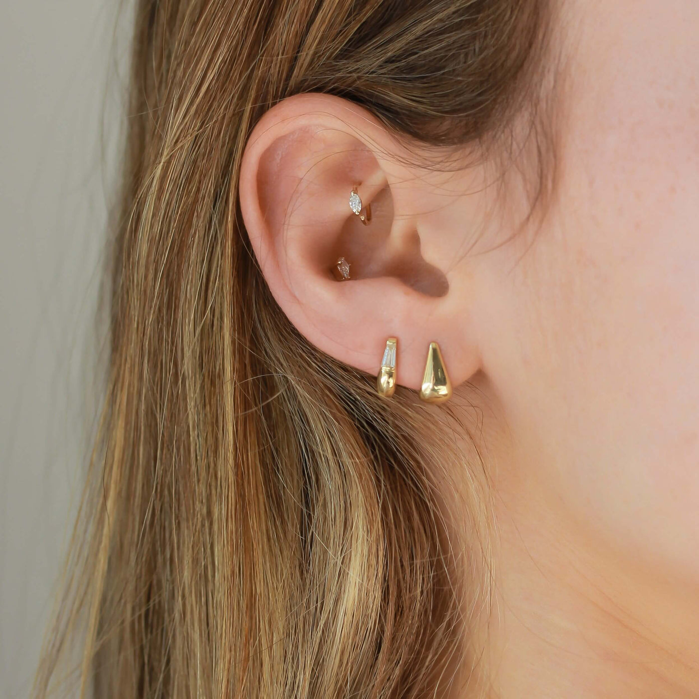 עגילי טיפה גדולה זהב 14K Earrings 