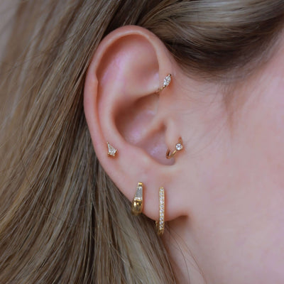 עגילי טיילור טיפה משובצים יהלומים זהב 14K Earrings 