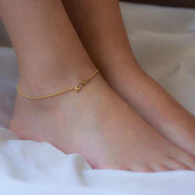 צמיד רגל לב טייני זהב 14K Bracelets