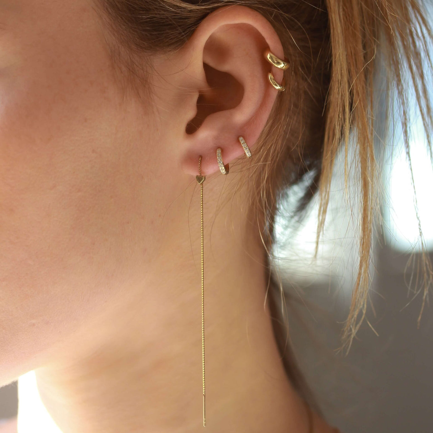 עגילי חישוק קלי עבים זהב 14K Earrings 