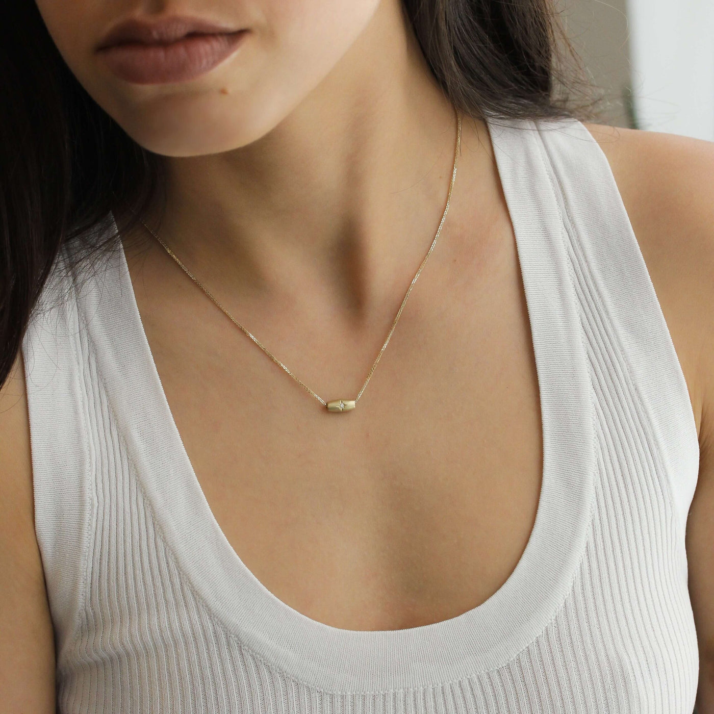 שרשרת חרוז קלי משובץ יהלומים זהב 14K Necklaces 