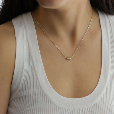 שרשרת חרוז קלי משובץ יהלומים זהב 14K Necklaces 