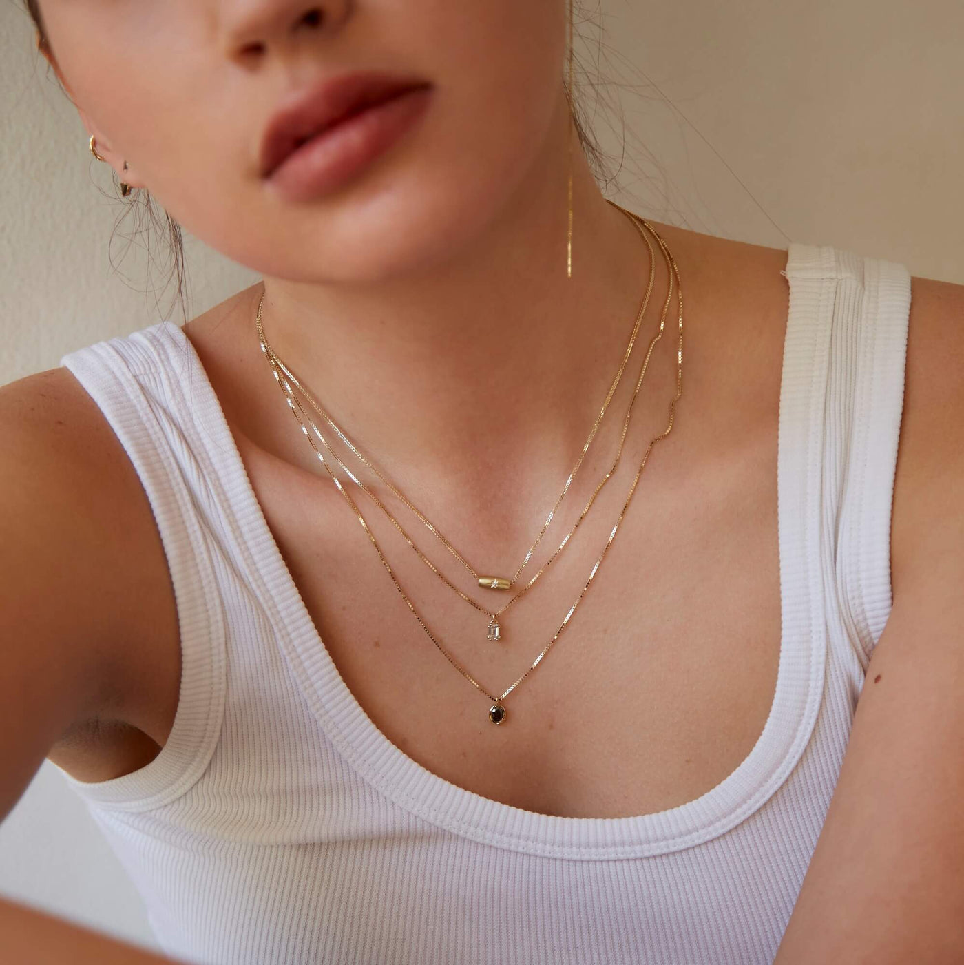 שרשרת חרוז קלי משובץ יהלומים זהב 14K Necklaces 