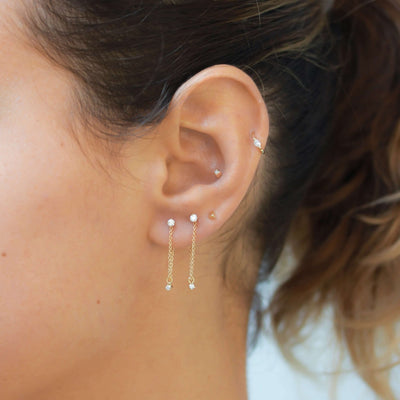 עגילי ניט זהב 14K Earrings 