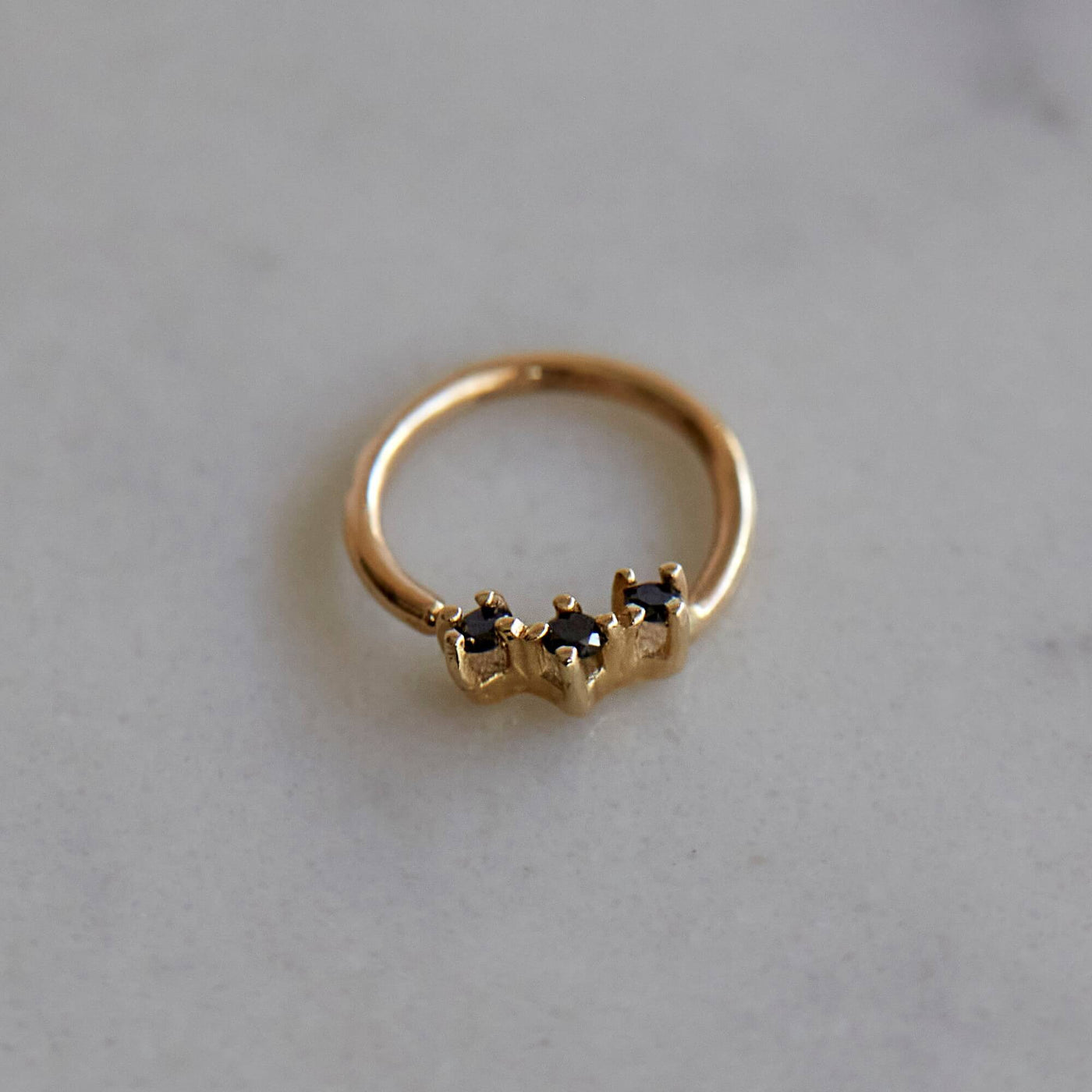 עגיל דיית' בל יהלומים שחורים זהב 14K Earrings 