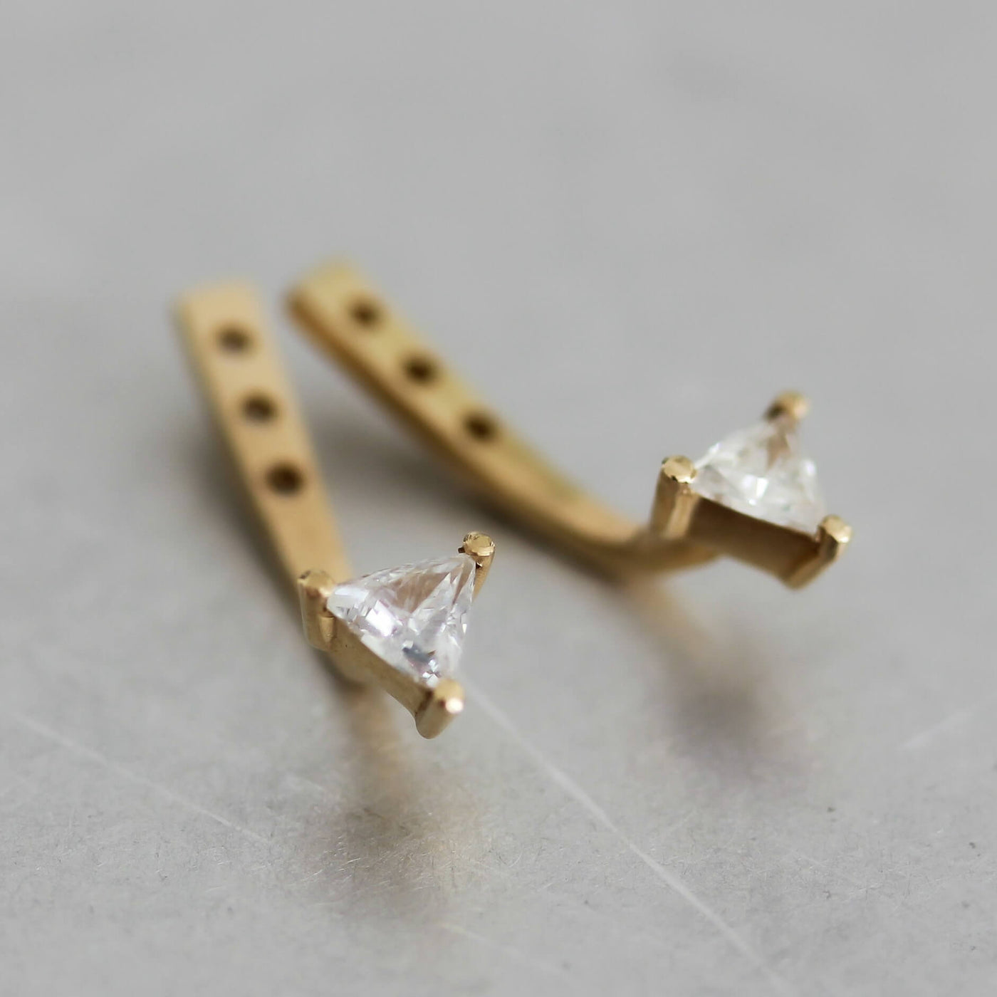 עגיל ז'קט היילי יהלום לבן זהב 14K Earrings 