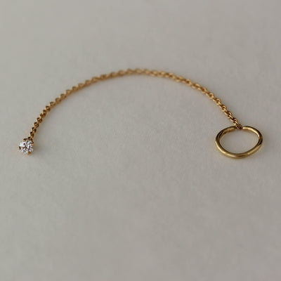 עגיל חישוק פירסינג אנני משובץ יהלום זהב 14K Earrings 14K לבן