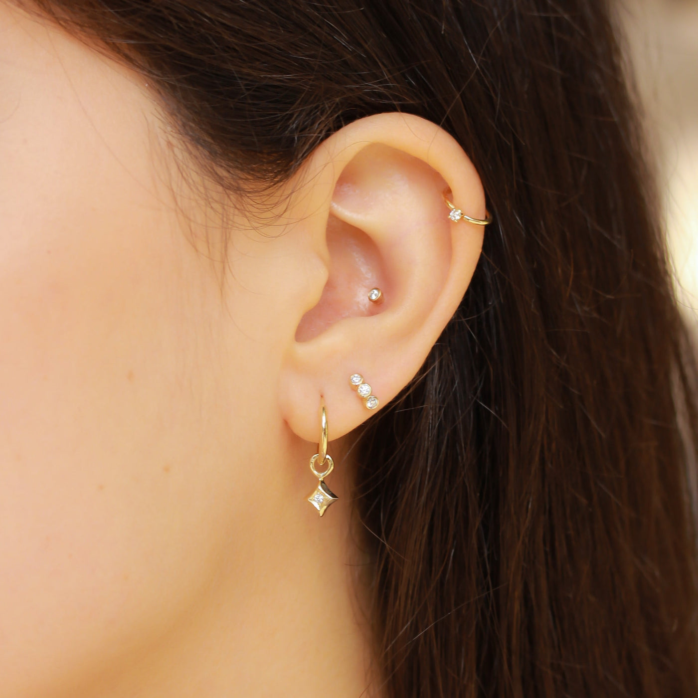 עגילי גאיה יהלומים לבנים זהב 14K Earrings 