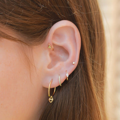 עגילי חישוק לב משלים זהב 14K Earrings 