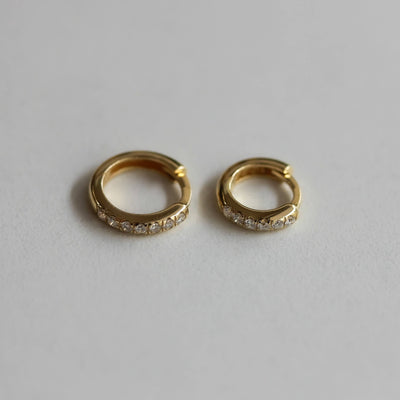 עגיל חישוק פירסינג קלי משובץ יהלומים זהב 14K Earrings 