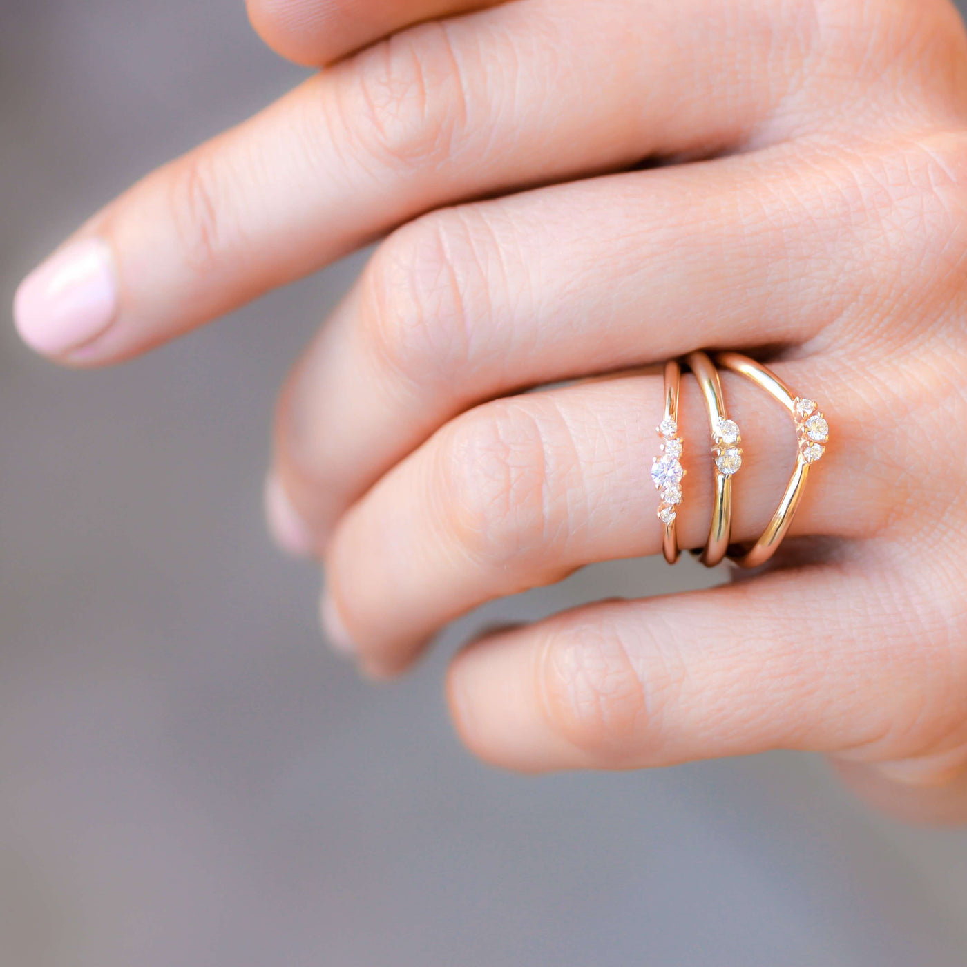 טבעת ונוס יהלומים לבנים זהב 14K Rings 