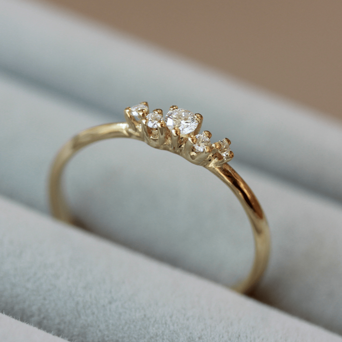 טבעת ונוס יהלומים לבנים זהב 14K Rings 14K ורוד
