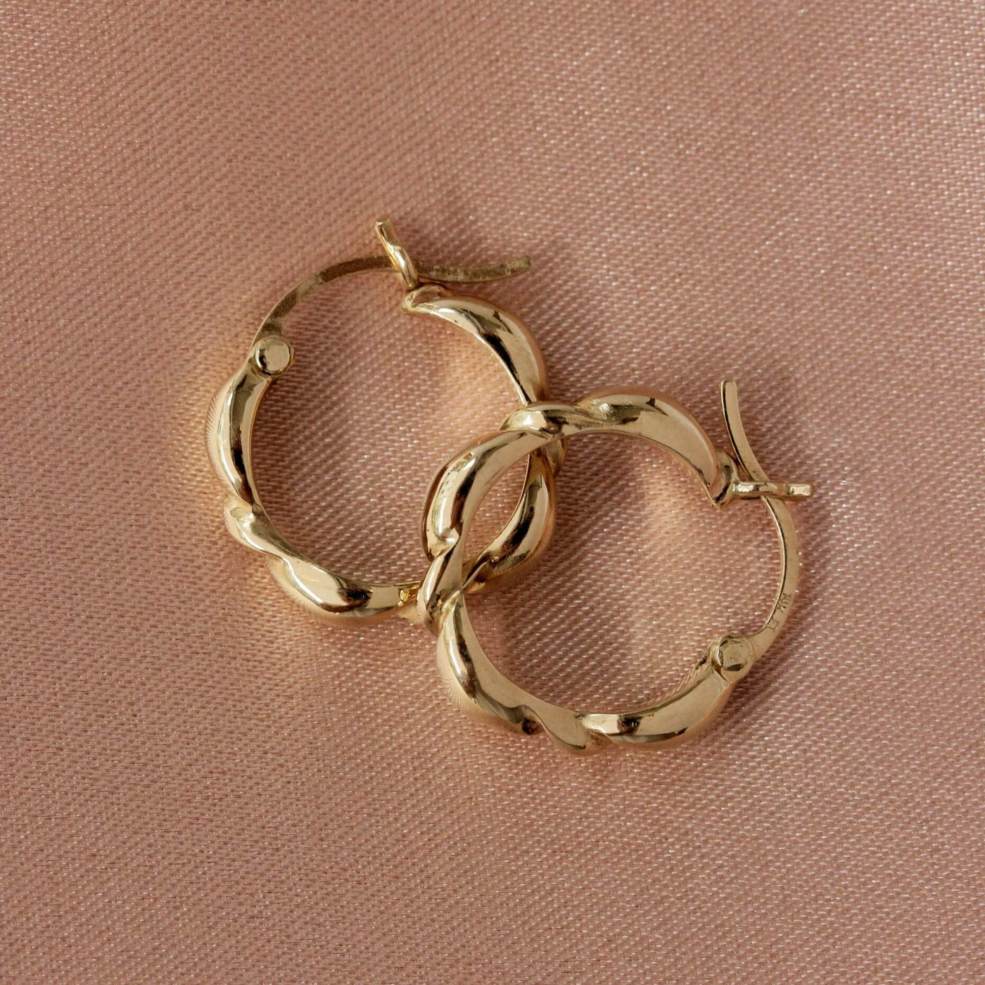 עגילי חישוק צמה זהב 14K Earrings 