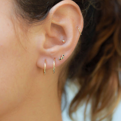 עגילי אנה יהלומים שחורים זהב 14K Earrings 