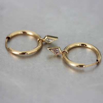 עגילי חישוק נינה יהלומים לבנים זהב 14K Earrings 14K לבן