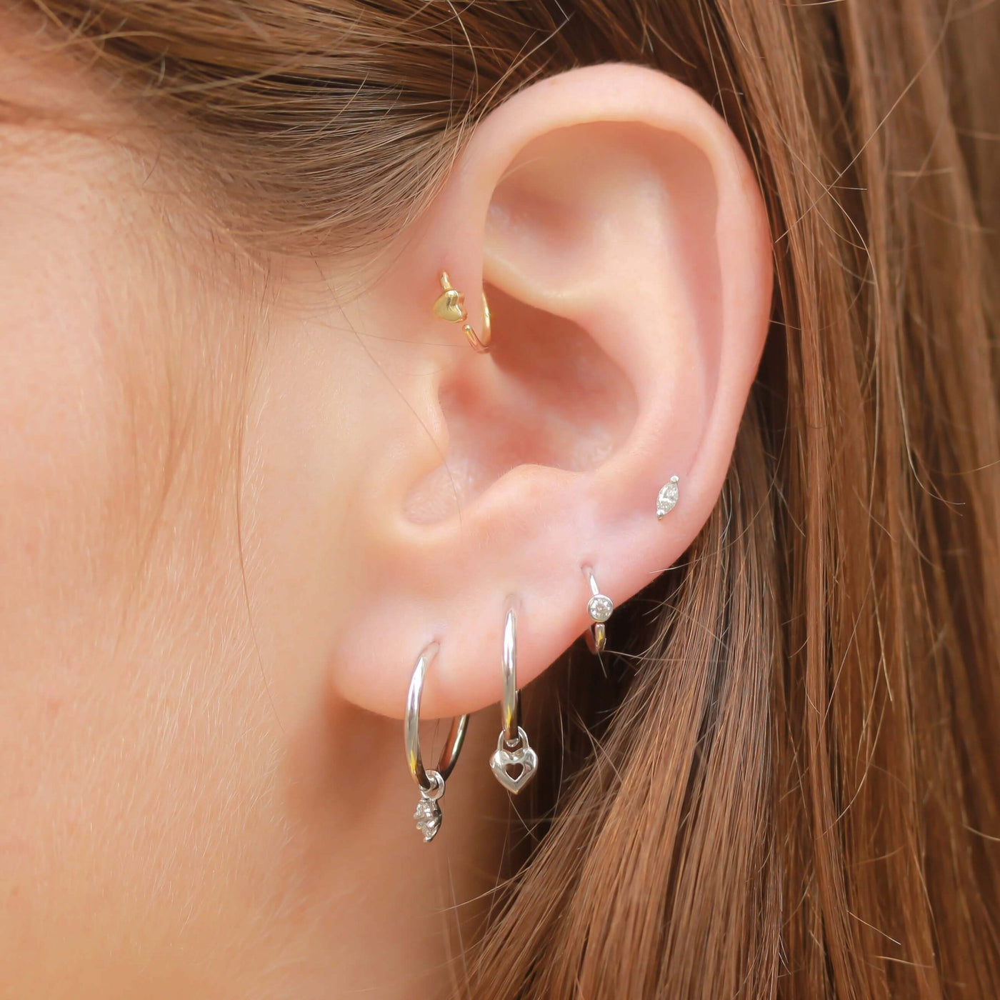 תליון לב משלים לעגיל חישוק זהב 14K Earrings