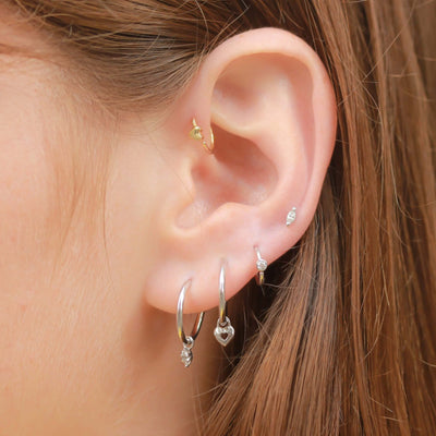 תליון נפטון יהלומים לבנים לעגיל חישוק זהב 14K Earrings