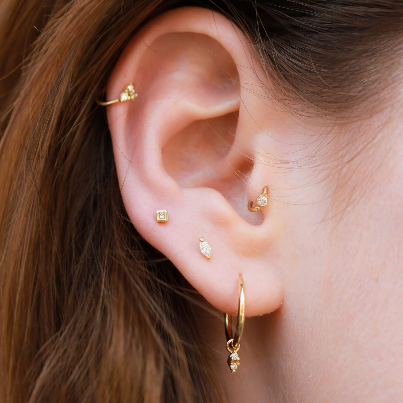 עגילי מרקיזה יהלומים זהב 14K Earrings 