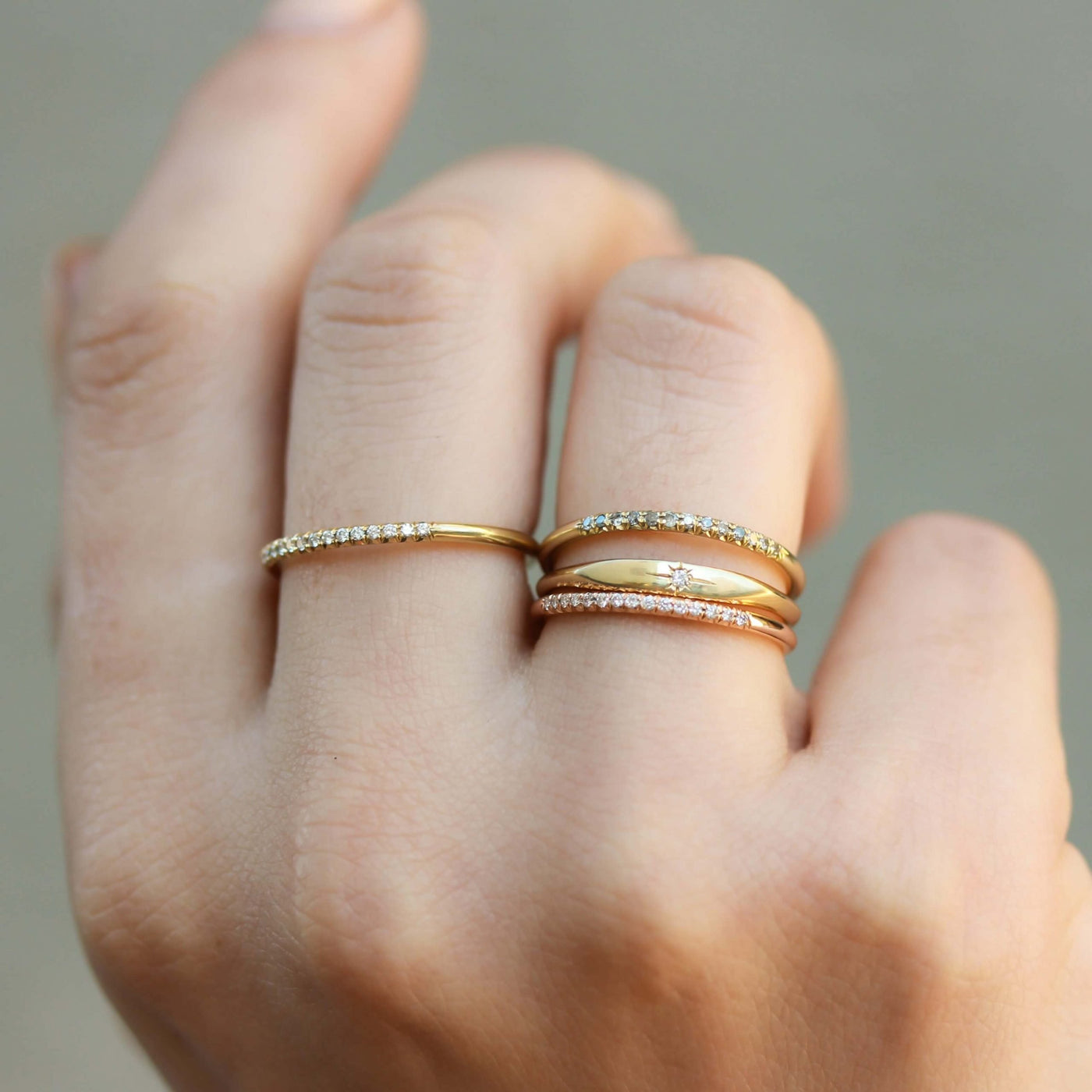 טבעת אשלי יהלומים לבנים זהב צהוב 14K Rings 