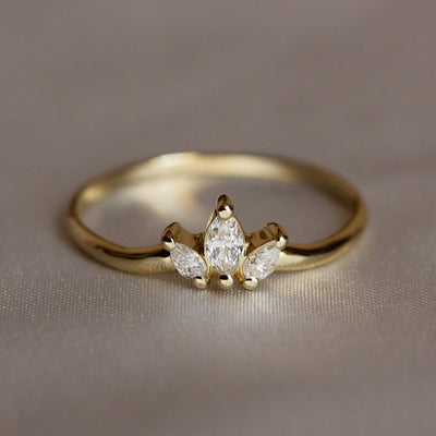 טבעת לואיז יהלומים לבנים זהב 14K Rings 14K ורוד