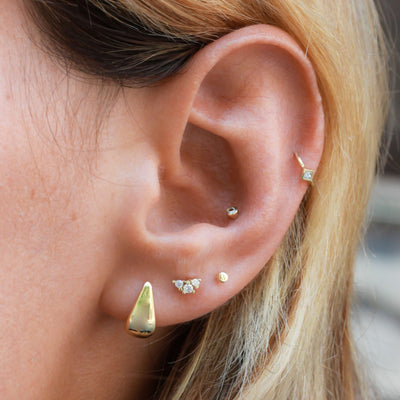 עגילי מרקורי יהלומים לבנים זהב 14K Earrings 