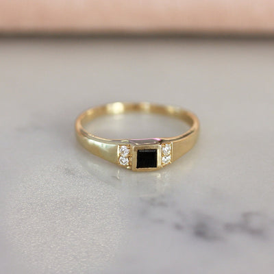 טבעת ליז יהלום שחור זהב 14K Rings 14K צהוב