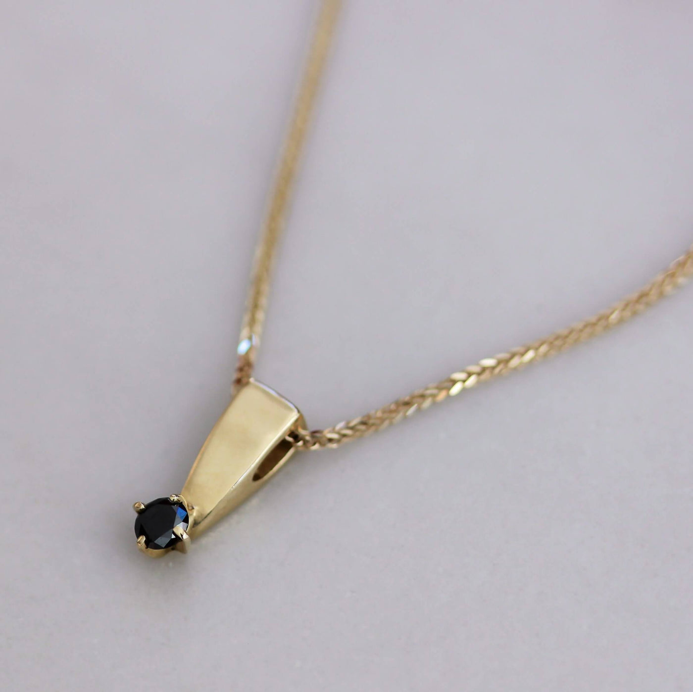 שרשרת מרטיני יהלום שחור זהב 14K Necklaces 14K צהוב