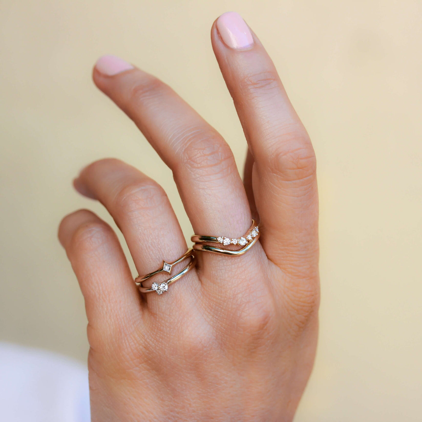 טבעת אריס יהלומים לבנים זהב 14K Rings 