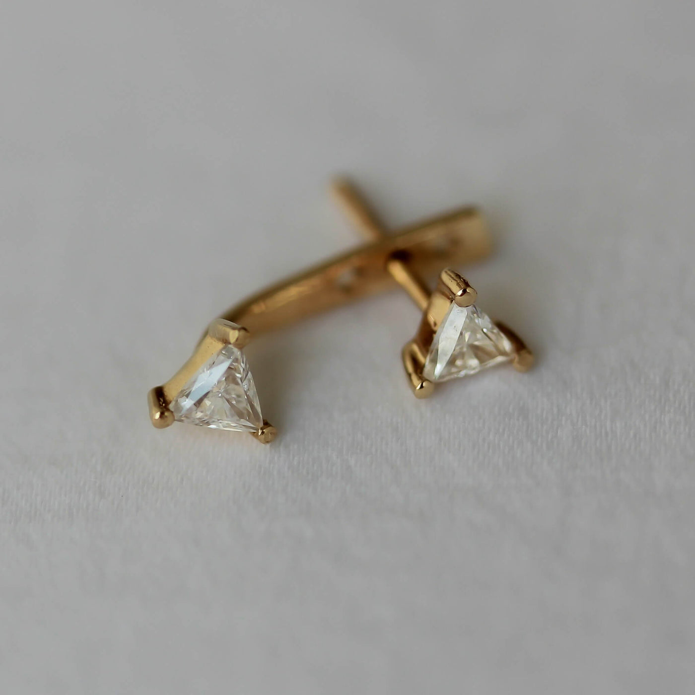 סט עגיל וז'קט היילי יהלומים לבנים זהב 14K Earrings 